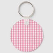 Roze Gingham Check Pattern Sleutelhanger (Voorkant)