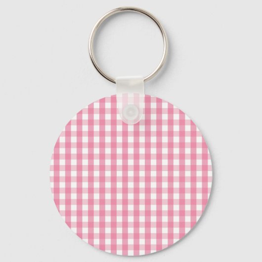 Roze Gingham Check Pattern Sleutelhanger (Voorkant)