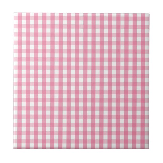 Roze Gingham Check Pattern Tegeltje (Voorkant)