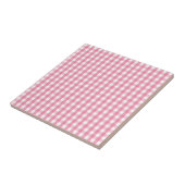 Roze Gingham Check Pattern Tegeltje (Zijkant)