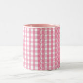 Roze Gingham Check Pattern Tweekleurige Koffiemok (Center)