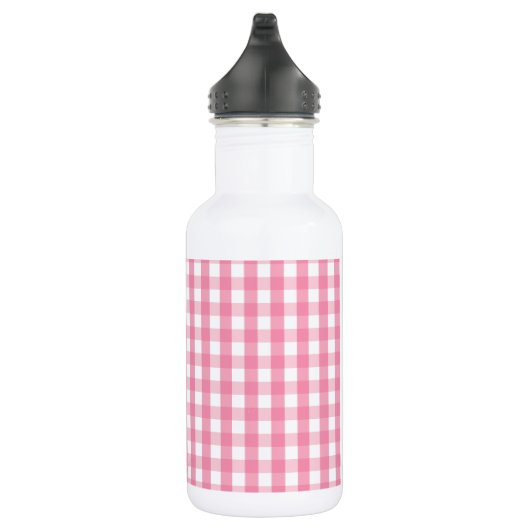 Roze Gingham Check Pattern Waterfles (Rechts)