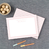 Roze Gingham Check Personal Stationery Note Kaart