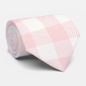 Roze Gingham Check Pset Stropdas (Opgerold)