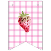 Roze Gingham Checker Aardbei Verjaardag Vlaggetjes (Eerste vlag)