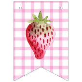 Roze Gingham Checker Aardbei Verjaardag Vlaggetjes (Eerste vlag)