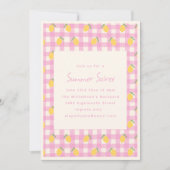 Roze Gingham Citroen Fruit Zomer Soiree Feest  Kaart (Voorkant)