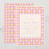 Roze Gingham Citroen Fruit Zomer Soiree Feest  Kaart (Voorkant / Achterkant)