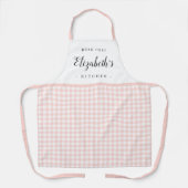 Roze gingham controleren volwassen gepersonaliseer schort (Voorkant)