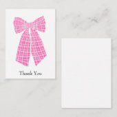  roze gingham coquette boog dank u notitiekaartje (Voorkant / Achterkant)