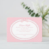 Roze Gingham Coquette  Luierspelletje Informatiekaartje (Staand voorkant)