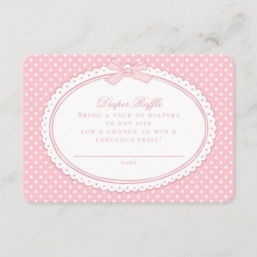 Roze Gingham Coquette  Luierspelletje Informatiekaartje (Voorkant)