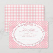 Roze Gingham Coquette  Luierspelletje Informatiekaartje (Voorkant / Achterkant)