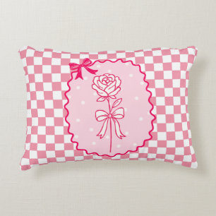 Roze Gingham Coquette Roze Esthetiek Accent Kussen