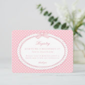 Roze Gingham Coquette Strik Baby Cadeau Lijst Informatiekaartje (Staand voorkant)