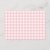 Roze Gingham Coquette Strik Baby Cadeau Lijst Informatiekaartje (Achterkant)