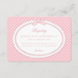 Roze Gingham Coquette Strik Baby Cadeau Lijst Informatiekaartje
