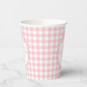 Roze Gingham Coquette Strik Bruidsdouche Papieren Bekers (Links)