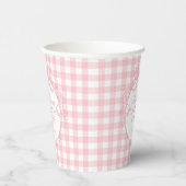 Roze Gingham Coquette Strik Bruidsdouche Papieren Bekers (Rechts)