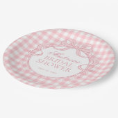 Roze Gingham Coquette Strik Bruidsdouche Papieren Bordje (Gekanteld)