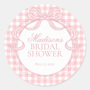 Roze Gingham Coquette Strik Bruidsdouche Zegel
