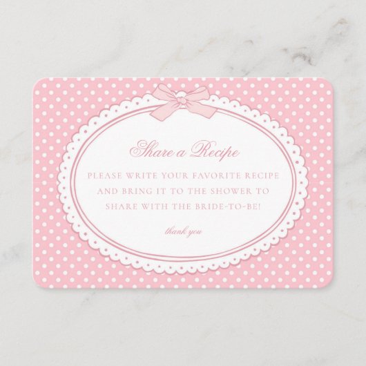 Roze Gingham Coquette Strik Deel Een Recept Informatiekaartje (Voorkant)