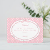 Roze Gingham Coquette Strik Details Kaart (Staand voorkant)