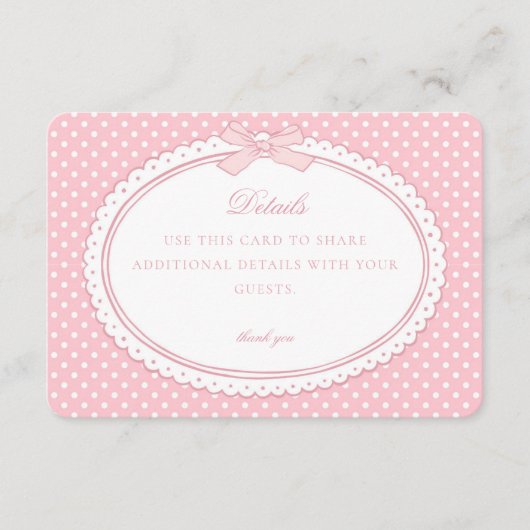 Roze Gingham Coquette Strik Details Kaart (Voorkant)