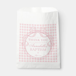 Roze Gingham Coquette Strik Doop Dessert Bedankzakje
