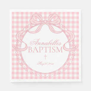 Roze Gingham Coquette Strik Doop Tafel Decoratie Servet