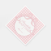 Roze Gingham Coquette Strik Doop Tafel Decoratie Servet (Hoek)