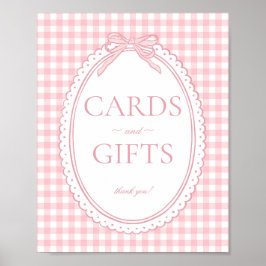 Roze Gingham Coquette Strik Kaart & Cadeaus Bord Poster
