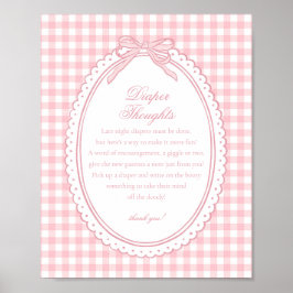 Roze Gingham Coquette Strik Luier Gedachten Baby Poster