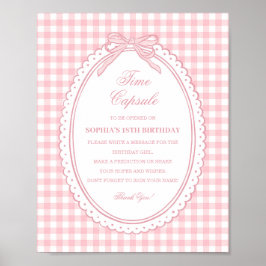 Roze Gingham Coquette Strik Tijdcapsule Spel Poster