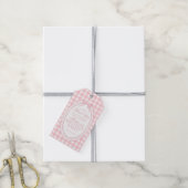 Roze Gingham Coquette Strik Verjaardagsfeestjes Fa Cadeaulabel (Met Touw)