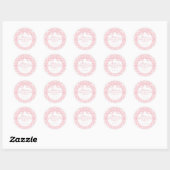 Roze Gingham Coquette Strik Verjaardagszegel Ronde Sticker (Vel)