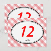 Roze gingham country rustige trouwtafel nummer briefkaart (Voorkant / Achterkant)