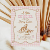 Roze Gingham Cowgirl Baby Shower Uitnodiging