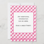 Roze Gingham Cowgirl Uitnodiging (Achterkant)