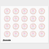 Roze Gingham Cupcake Aangepaste verjaardag Ronde Sticker (Vel)