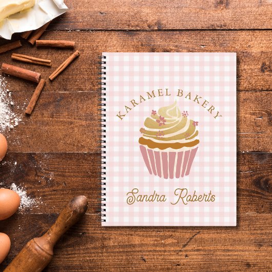 Roze Gingham Cupcake Banketbakker Notitieboek