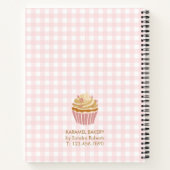 Roze Gingham Cupcake Banketbakker Notitieboek (Achterkant)