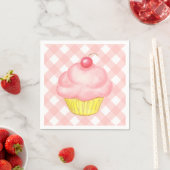 Roze Gingham Cupcake Servetten (Insitu)