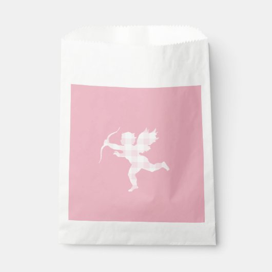 Roze Gingham Cupid Bedankzakje (Voorkant)