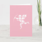 Roze Gingham Cupid Feestdagen Kaart (Voorkant)