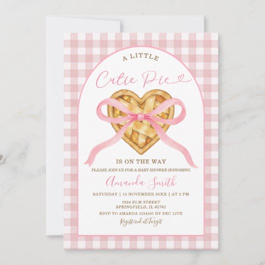 Roze Gingham Cutie Pie is onderweg Kaart (Voorkant)
