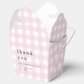 Roze Gingham Dank u picknick Baby shower Bedankdoosjes (Geopend)