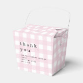 Roze Gingham Dank u picknick Baby shower Bedankdoosjes (Voorkant Zijde)