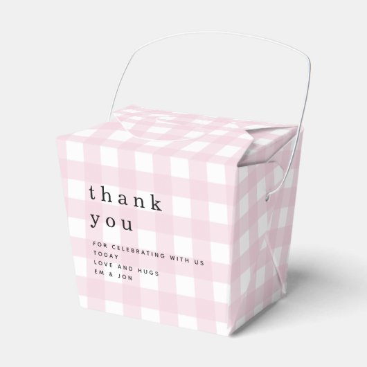 Roze Gingham Dank u picknick Baby shower Bedankdoosjes (Voorkant Zijde)