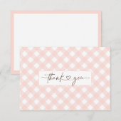 Roze Gingham dankkaart voor bruidsfeest Bedankkaart (Voorkant / Achterkant)